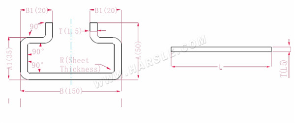 Diagramm und Berechnungsformeln für die Biegezugabe