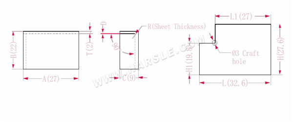 Diagramm und Berechnungsformeln für die Biegezugabe