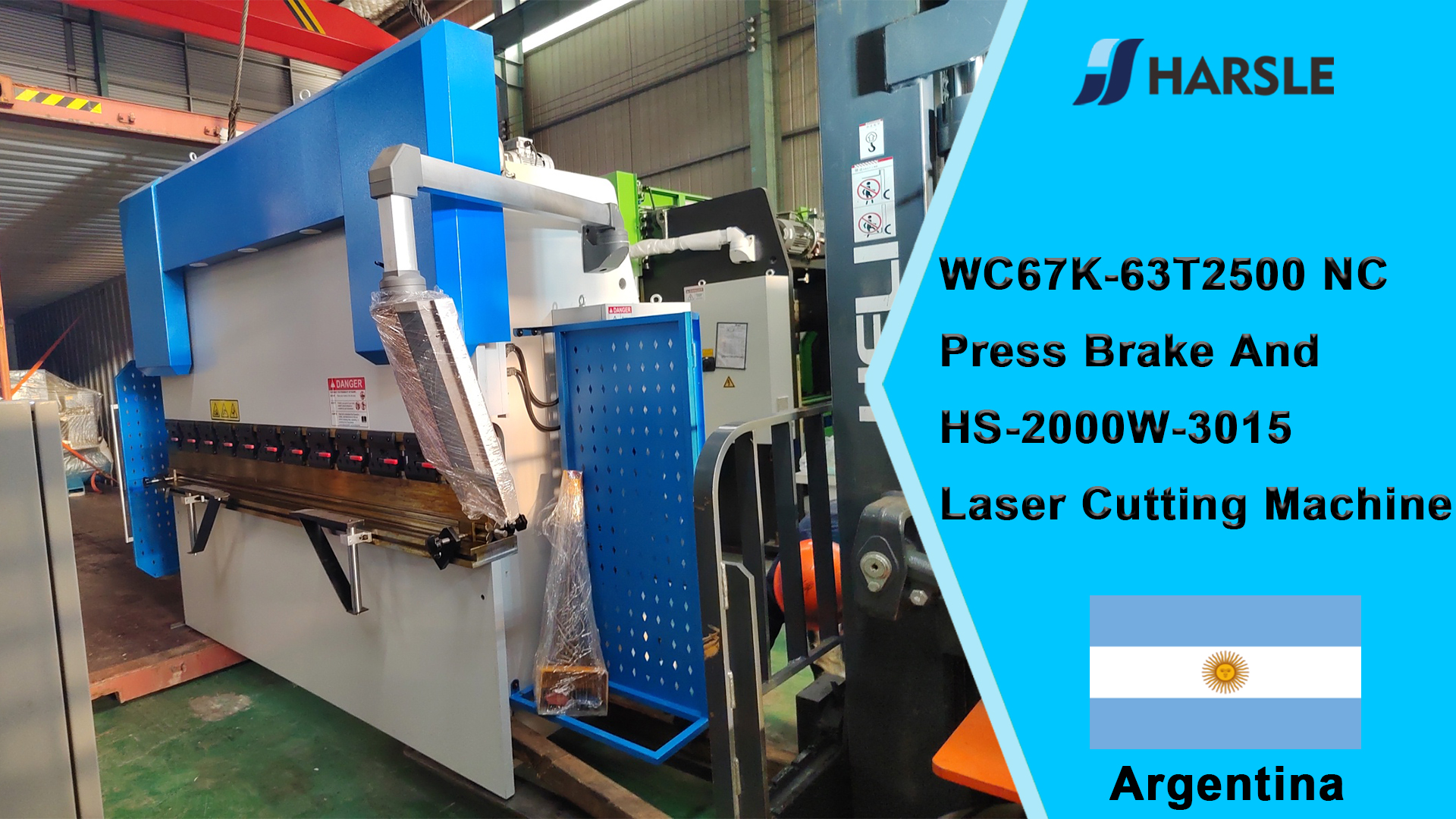 Argentina-WC67K-63T2500 NC-Abkantpresse und HS-2000W-3015 Laserschneidmaschine