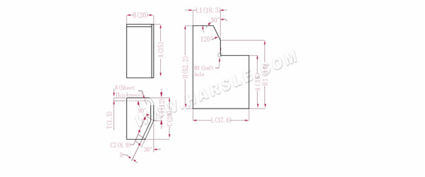 Diagramm und Berechnungsformeln für die Biegezugabe