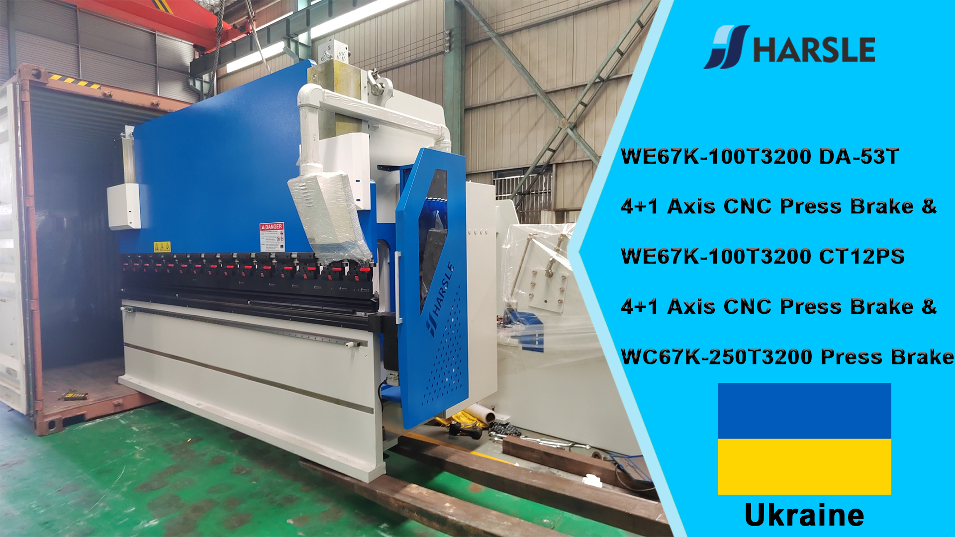 Ukraine-WE67K-100T3200 DA-53T 4+1-Achsen-CNC-Abkantpresse & WE67K-100T3200 CT12PS 4+1-Achsen-CNC-Abkantpresse & WC67K-250T3200 Abkantpresse