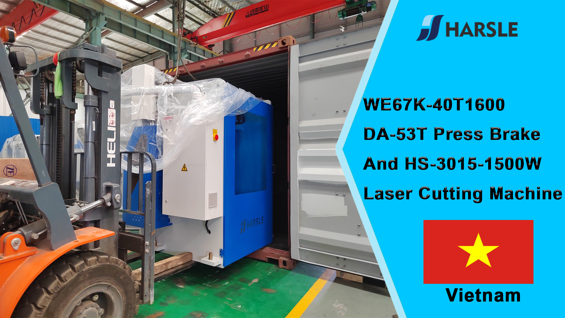 Vietnam-WE67K-40T1600 DA-53T Abkantpresse und HS-3015-1500W Laserschneidmaschine