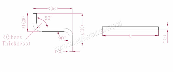 Diagramm und Berechnungsformeln für die Biegezugabe