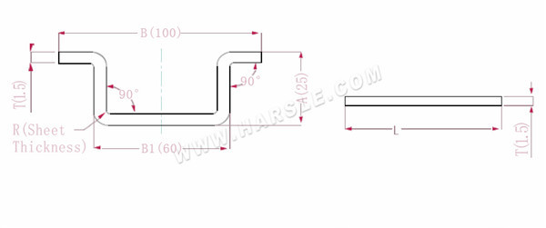 Diagramm und Berechnungsformeln für die Biegezugabe